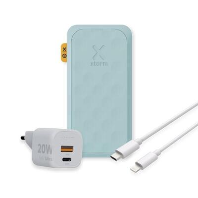 Xtorm 20w fs5 powerbank 10.000mah + 20w gan2 lader + usb-c pd kabel. wit