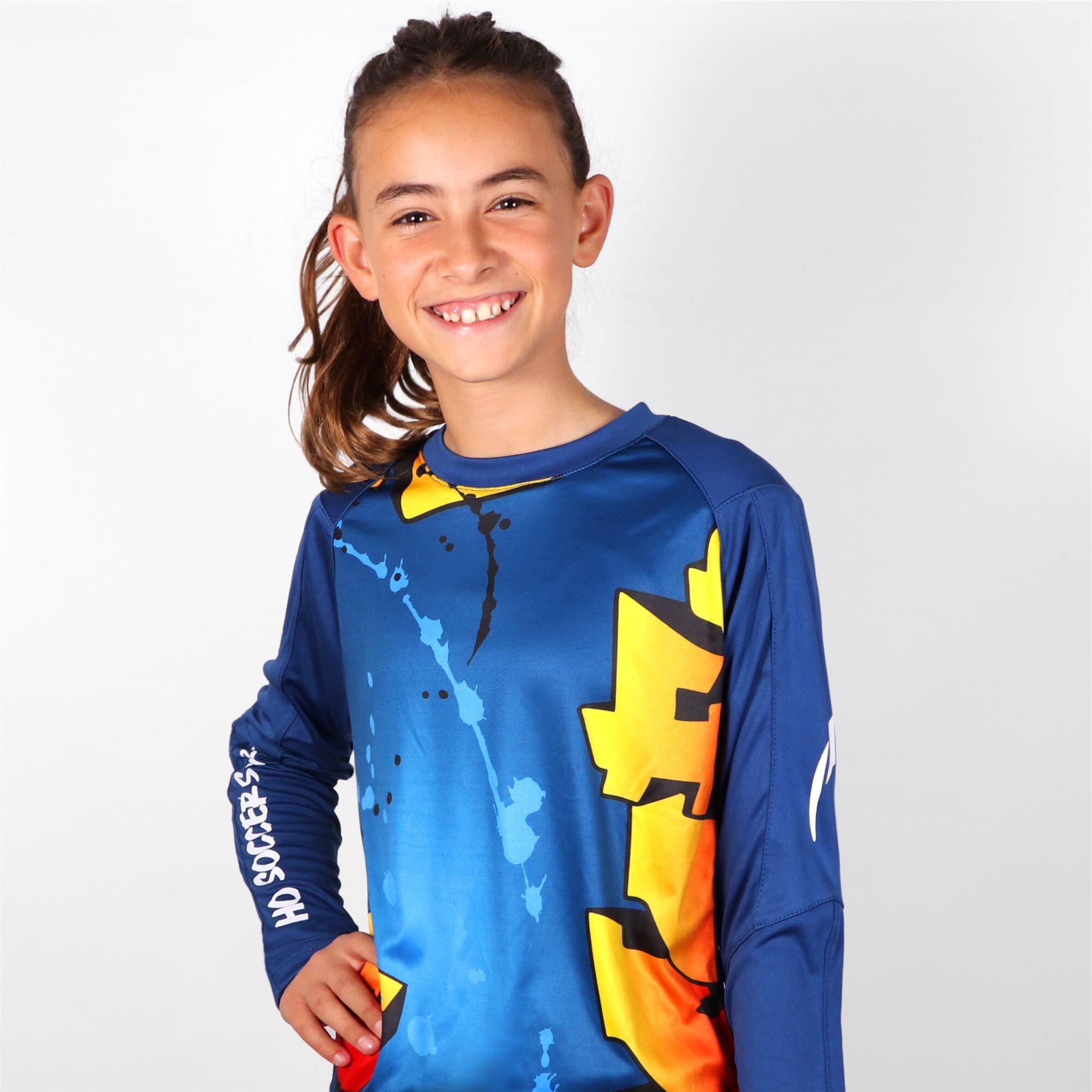 HO SOCCER Maglia da portiere Graffiti per bambini con protezioni blu