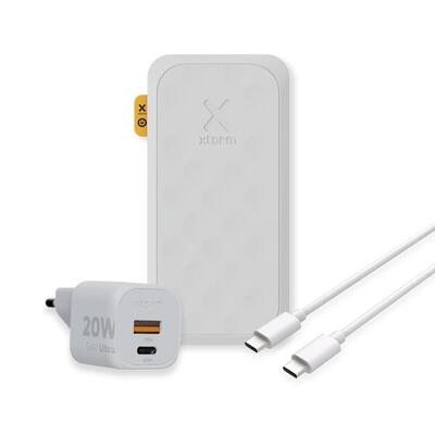 Xtorm 20w fs5 powerbank 10.000mah + 20w gan2 lader + usb-c pd kabel. wit