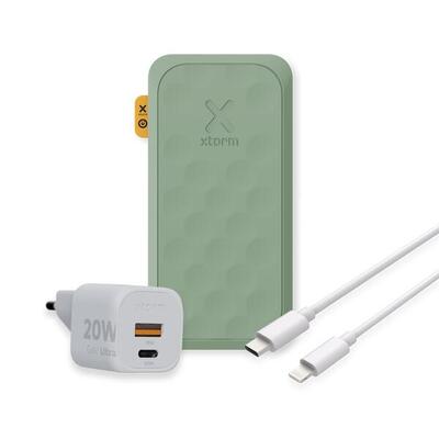 Xtorm 20w fs5 powerbank 10.000mah + 20w gan2 lader + usb-c pd kabel. wit