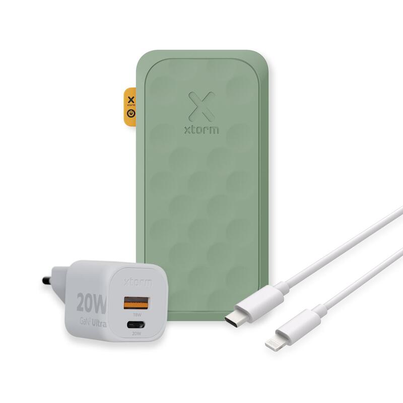 Xtorm 20W FS5 Powerbank 10.000mAh + 20W GaN2 Lader + USB-C PD Kabel, Wit