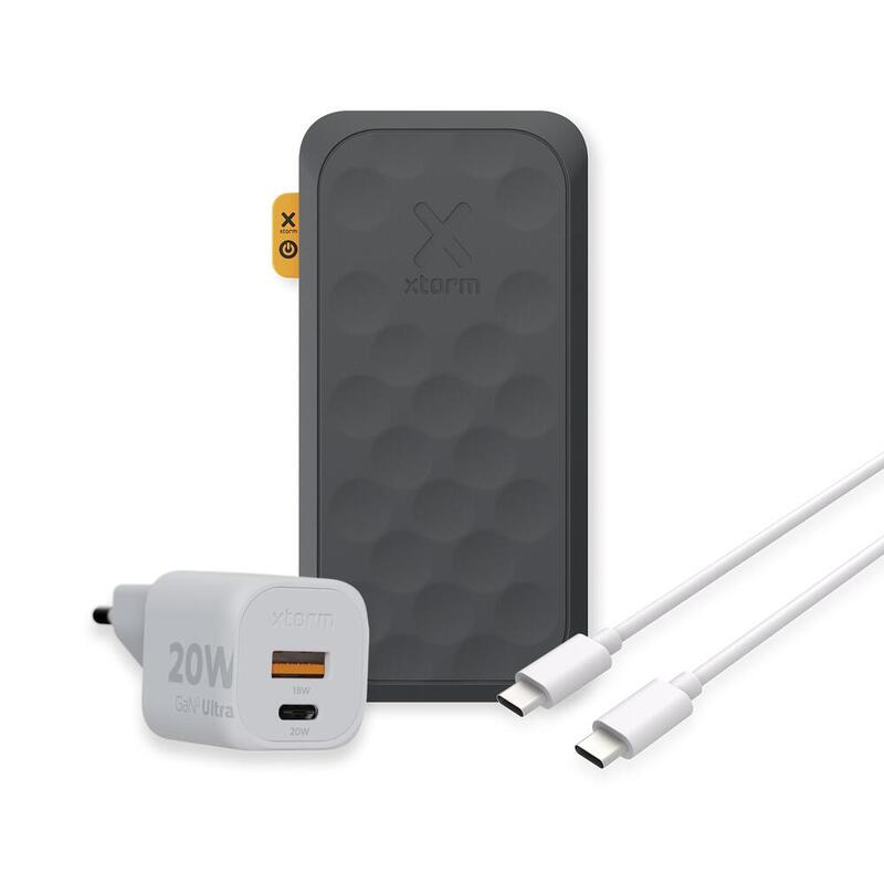 Xtorm 20W FS5 Powerbank 10,000mAh + 20W GaN2 Charger + USB-C PD Cable, Noir