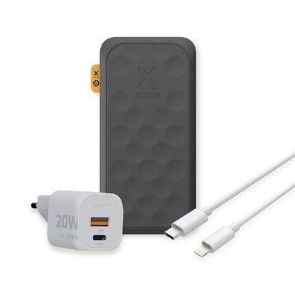 Xtorm 20W FS5 Powerbank 10,000mAh + 20W GaN2 Charger + USB-C Lightning, Blanc
