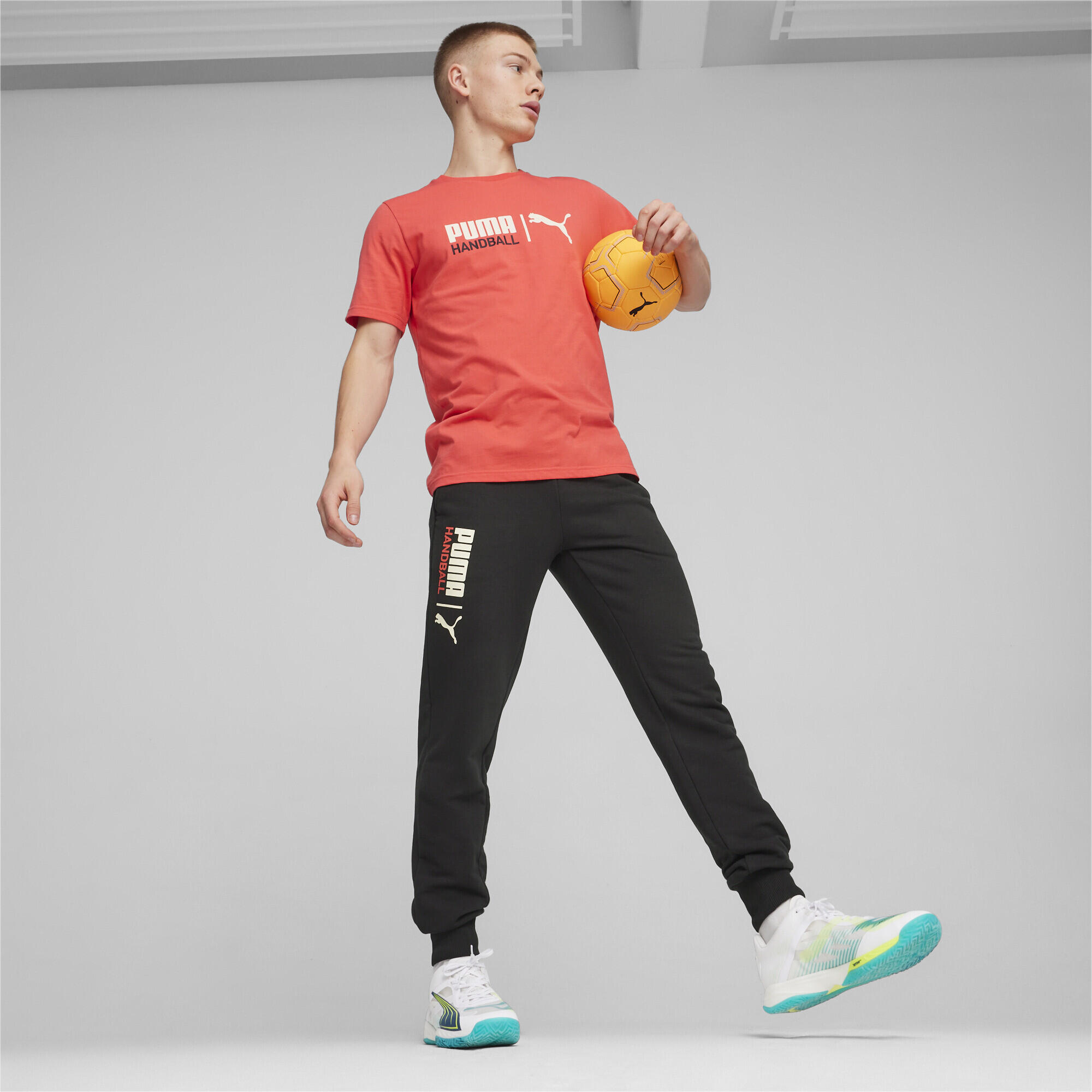 T-shirt per pallamano da uomo PUMA Active Red Sugared Almond Beige 5/6