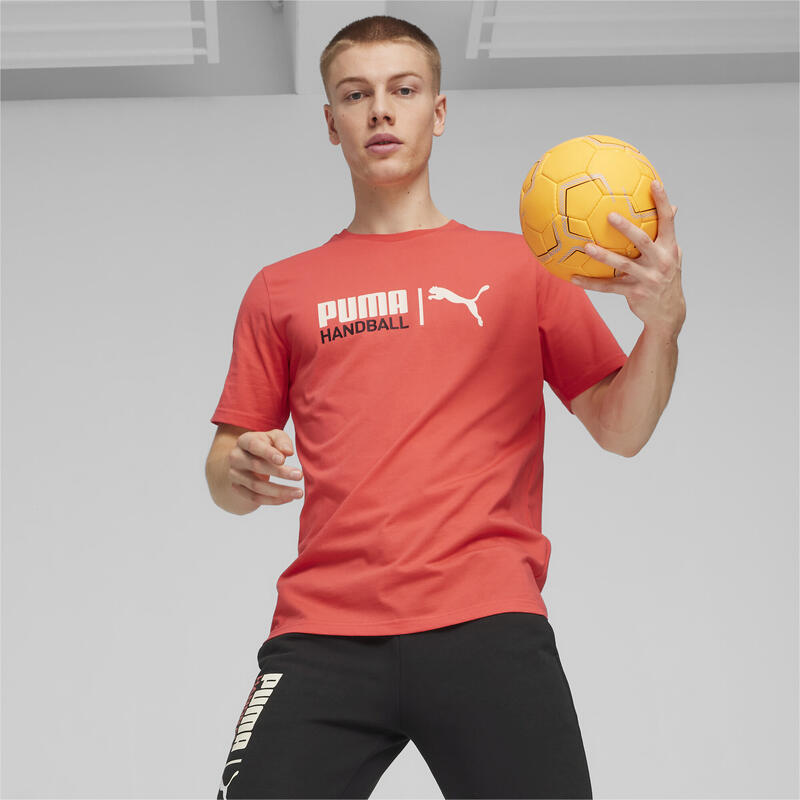 Handbal-T-shirt voor heren PUMA Active Red Sugared Almond Beige