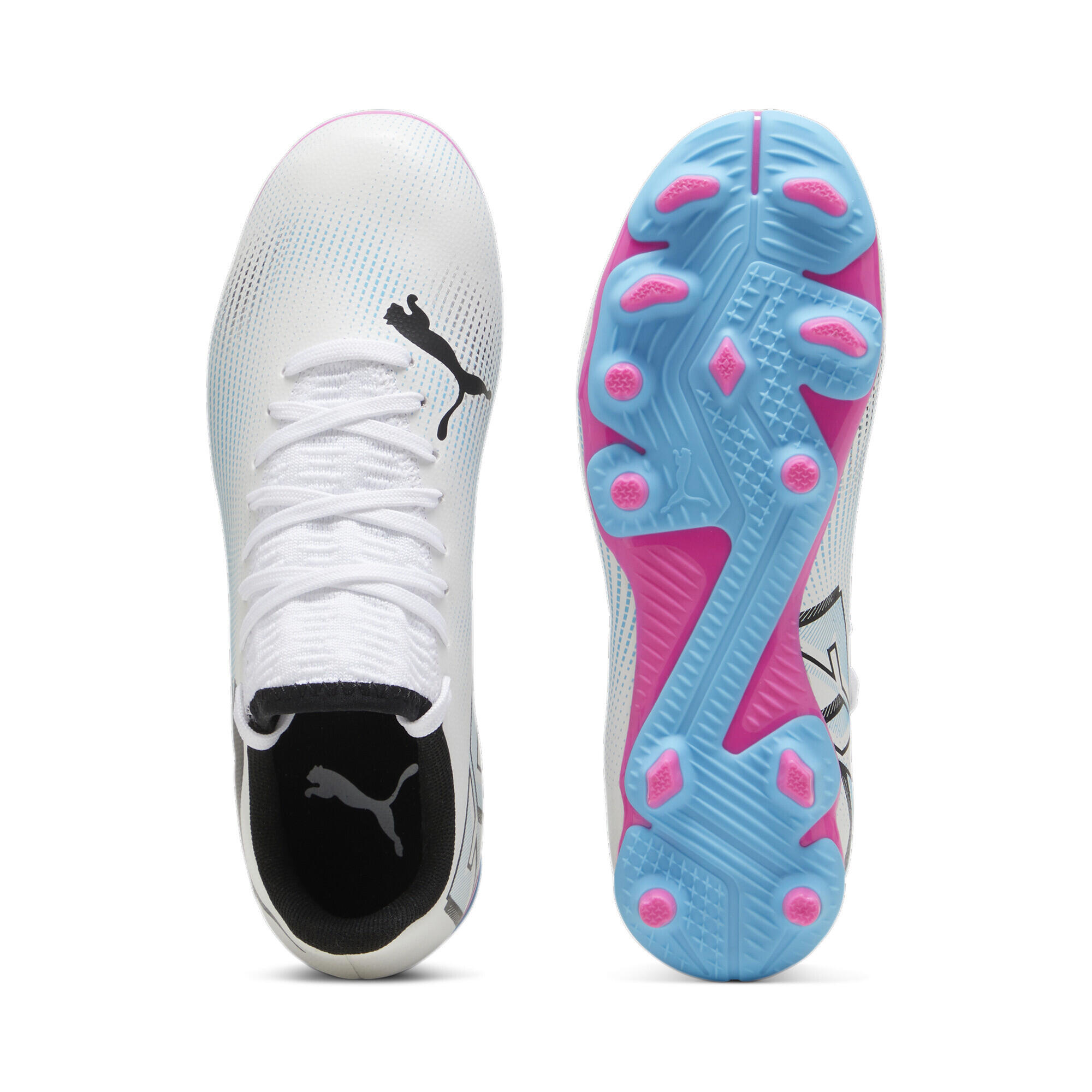 Scarpe da calcio FUTURE 7 PLAY FG/AG da ragazzi PUMA White Black Poison Pink 4/7