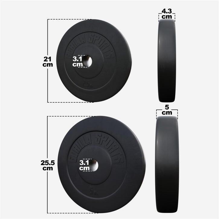 Gorilla Sports Halterschijven 4 x 5 & 4 x 2,5 kg - Kunststof - 30 mm 6/7