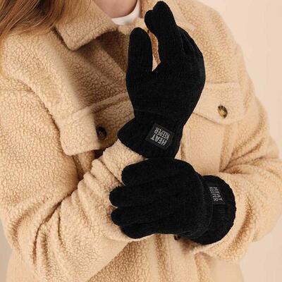 Heatkeeper Damen Thermohandschuhe Chenille schwarz