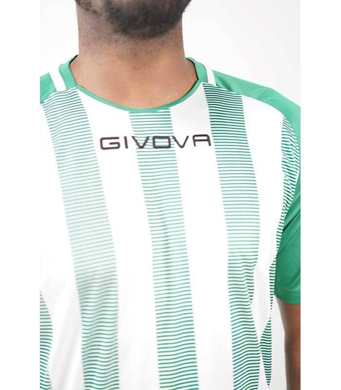 Sportshirt Givova Rugby groen-wit, korte mouw 2/4
