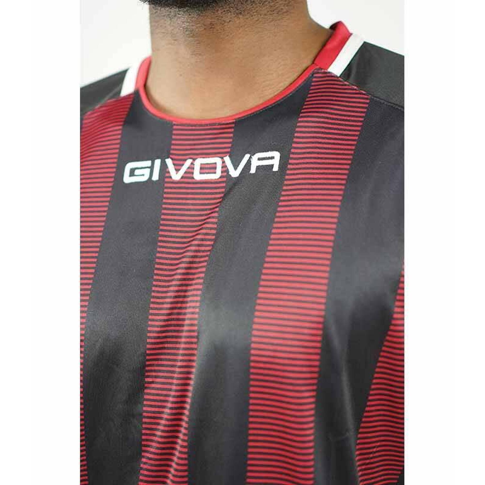 Camiseta de Fútbol Givova Tratto Negro/Rojo Poliéster