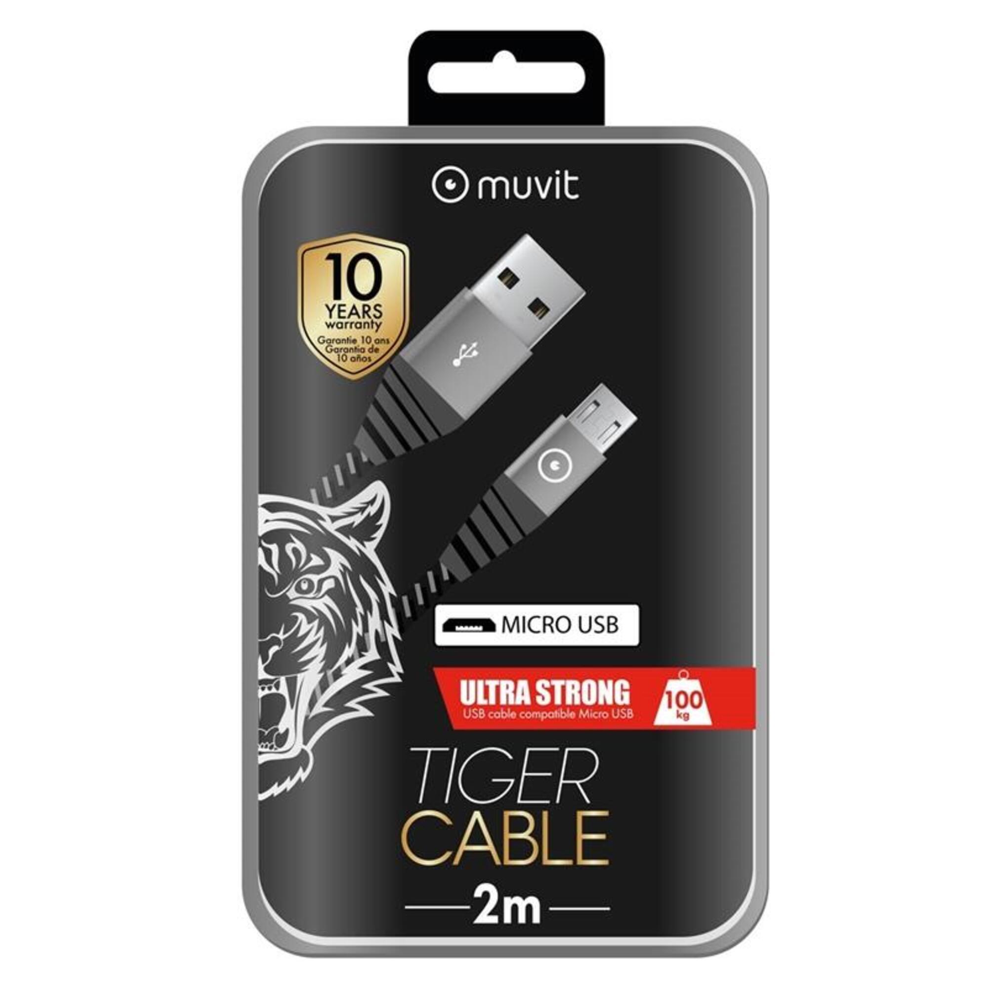 muvit Tiger cable USB Micro USB 2,4A 2m gris
