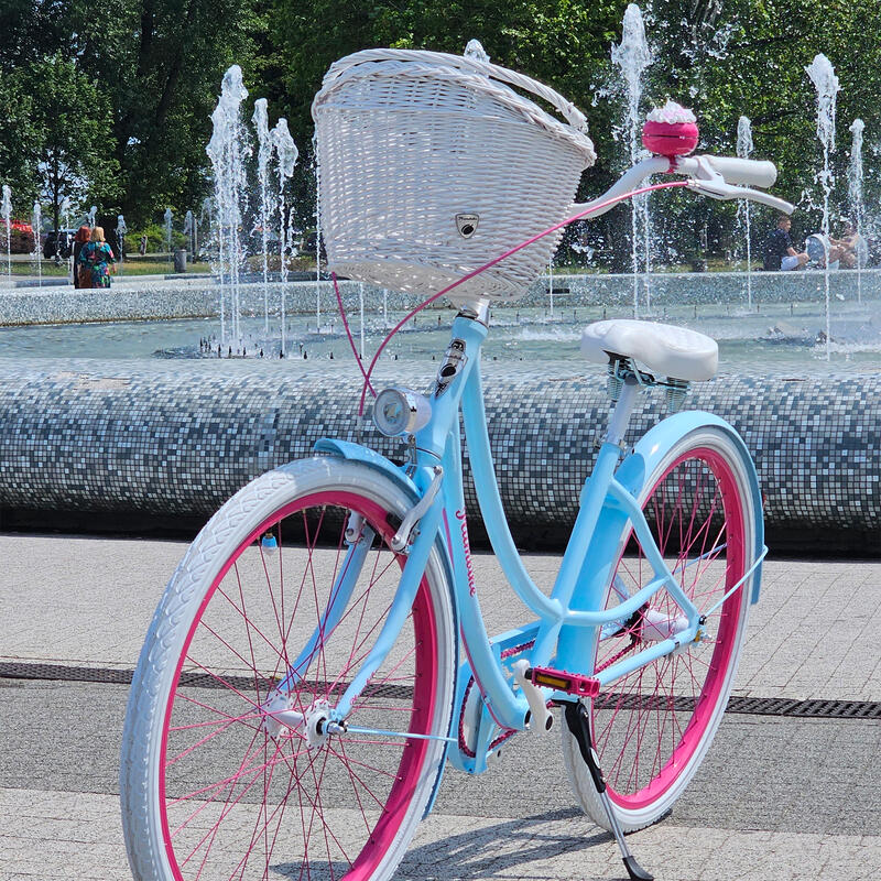 Rower miejski damski Plumbike Donatella Ice Cream 3-biegowy + KOSZ, v-brake