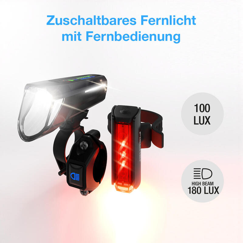 FISCHER LED Akku Beleuchtungsset TWIN STOP 180 LUX mit Fernlicht