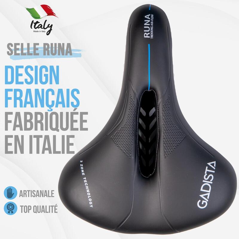 GADISTA France, Selle velo RUNA- Confortable fabriquée en ITALIE - 3ZONES Tech