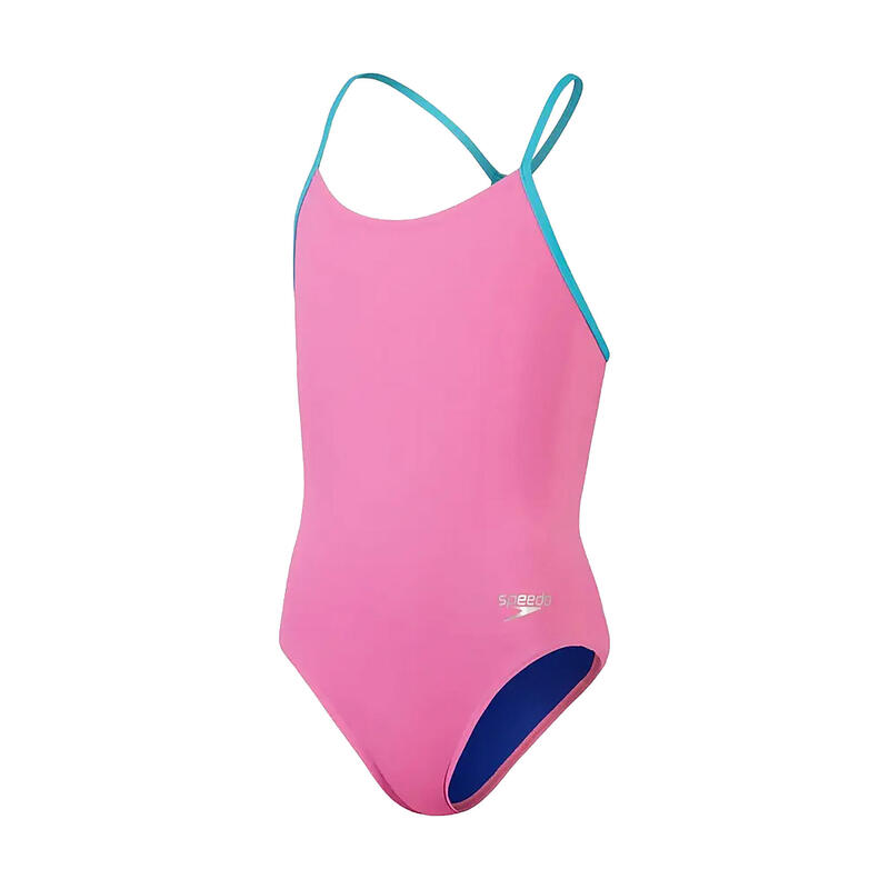 Costum întreg înot copii Speedo Solid Lane Line Back Roz