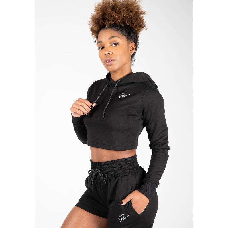 Crop-Top-Hoodie - Pixley - Schwarz