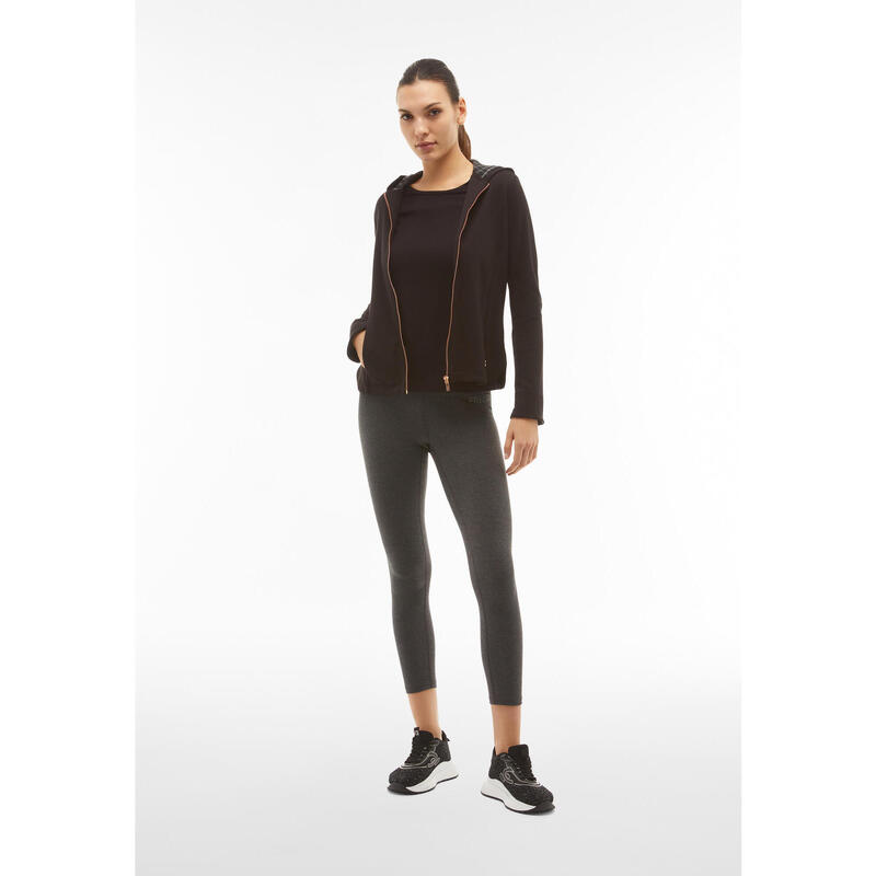 Leggings SuperFit 7/8 vita alta in jersey nero mélange