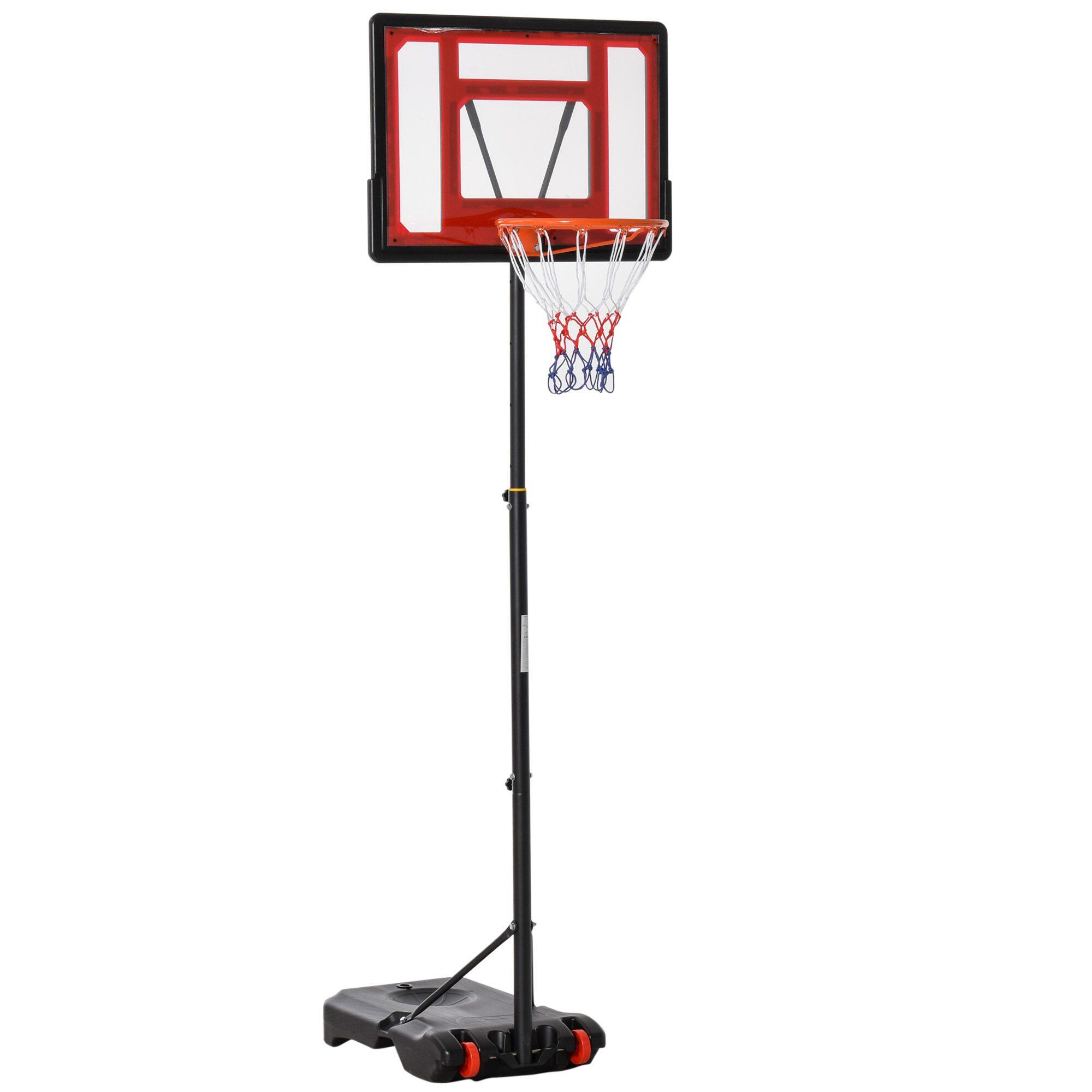 HOMCOM Tabela de Basquetebol Ajustável de 160-210cm Vermelho e Preto