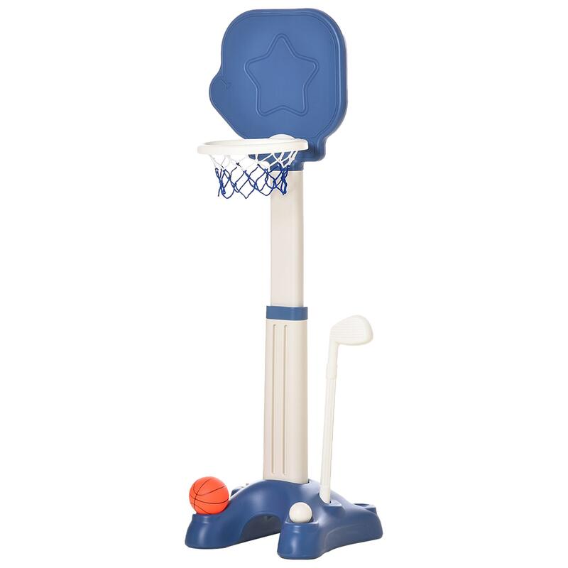 Canasta de Baloncesto 2 en 1 HOMCOM 46x41x153 cm Azul y Blanco