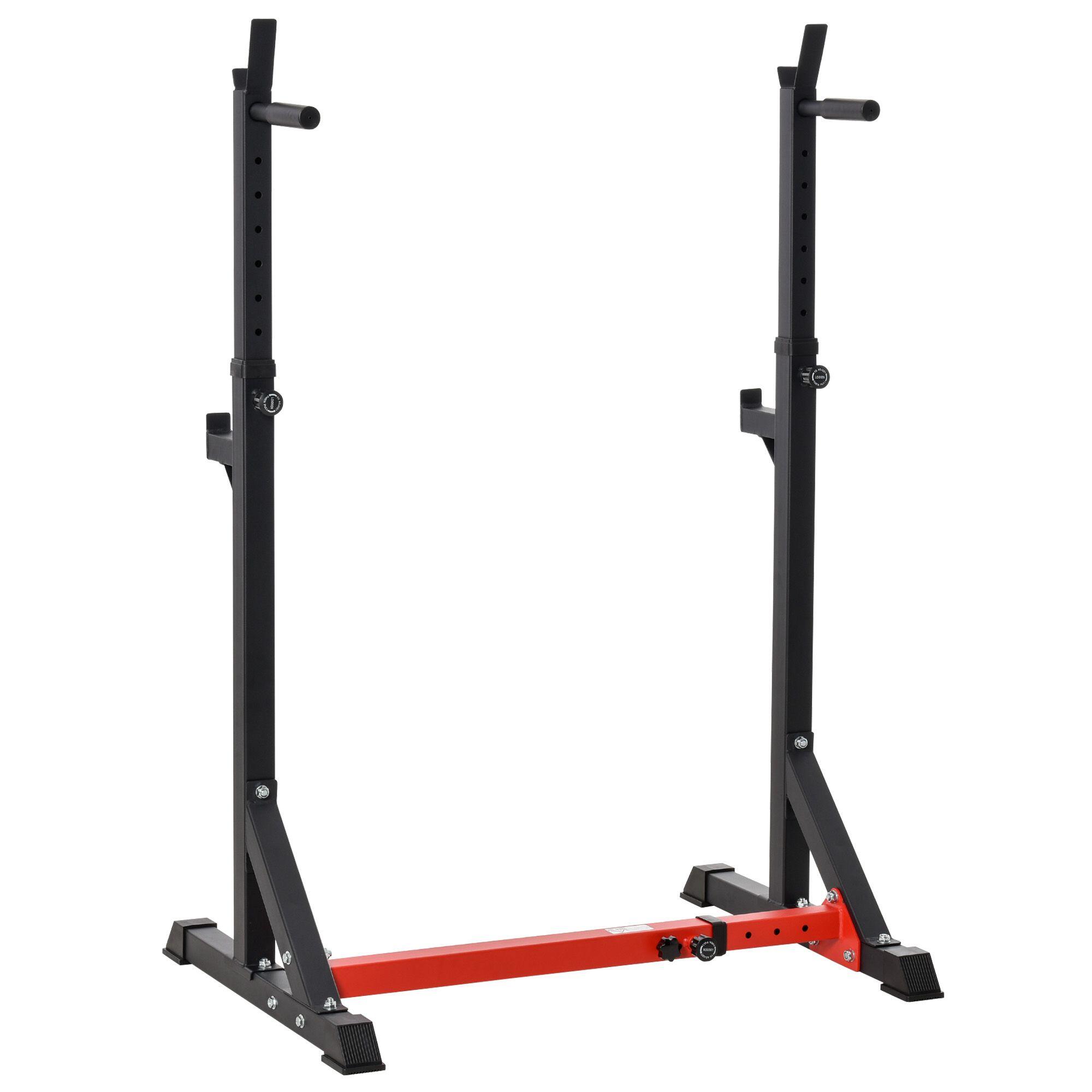 Suporte para barras de pesos 122x73x171cm preto e vermelho homcom
