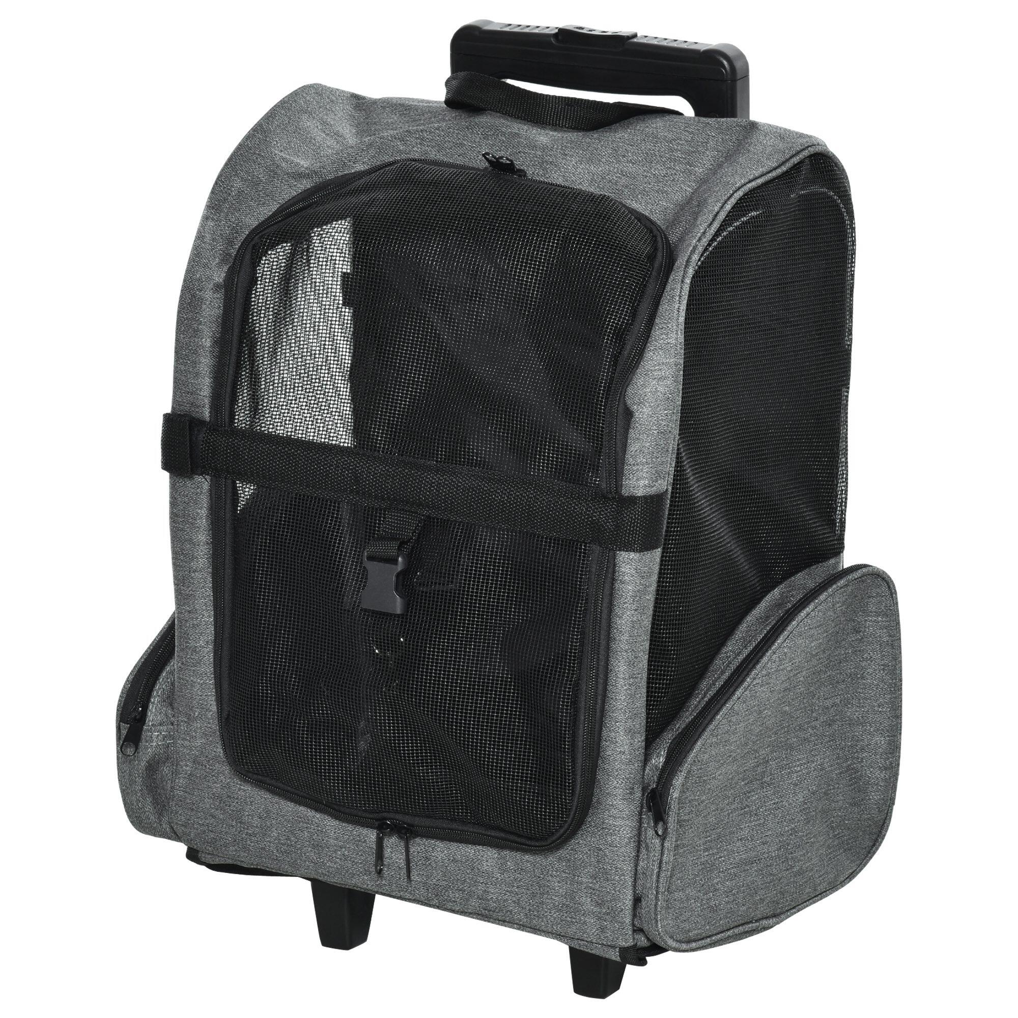 Transportadora carrinho para animais de estimação 42x25x55cm cinzento pawhut