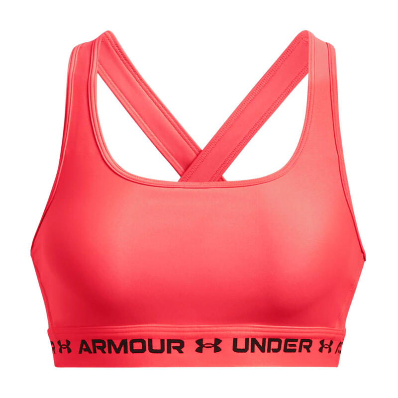 Bustieră fitness antrenament Crossback Mid, roșu