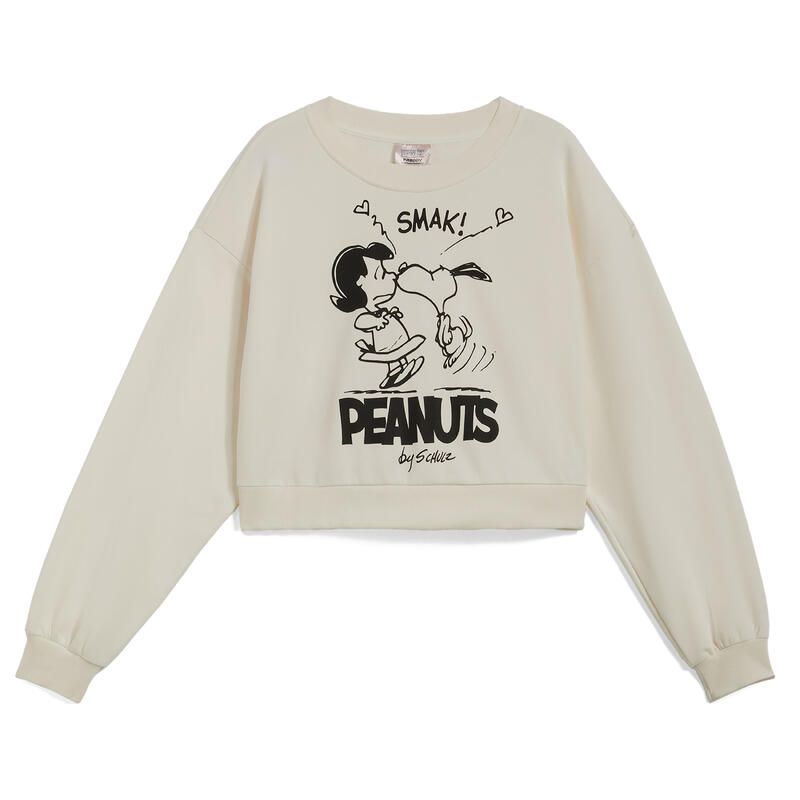 Sweat-shirt à col rond, coupe courte et confortable avec dessin Peanuts