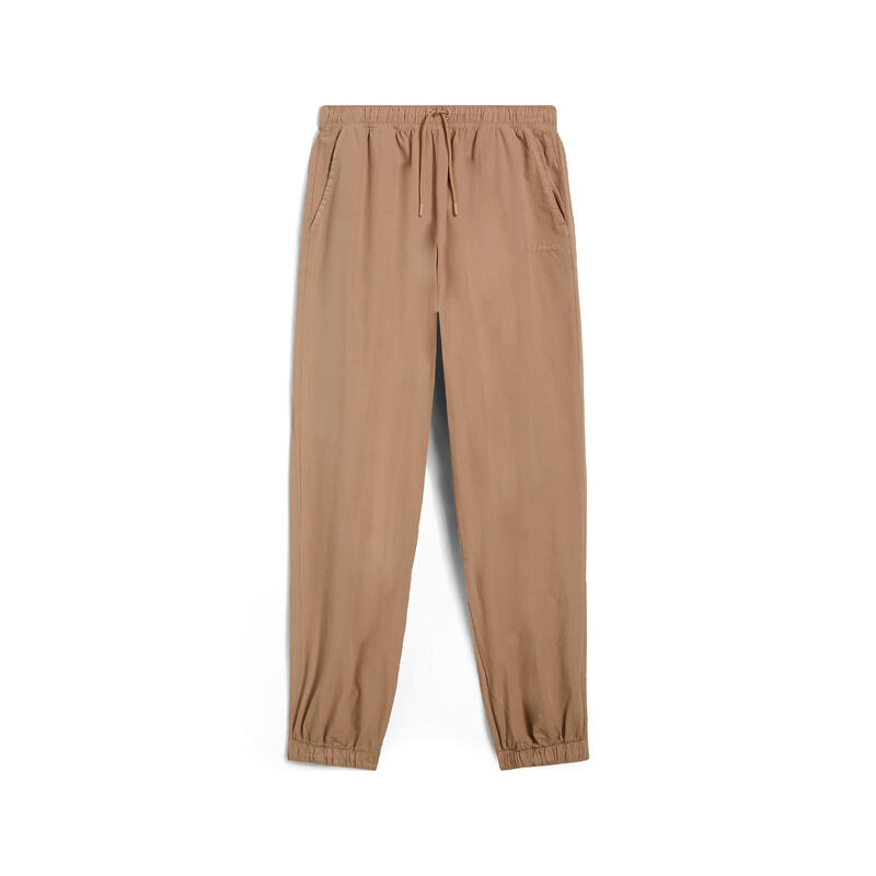 Pantaloni joggers donna in tessuto popeline tinto in capo