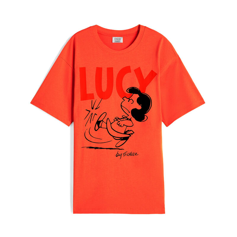 T-shirt donna oversize in jersey con grafica Peanuts