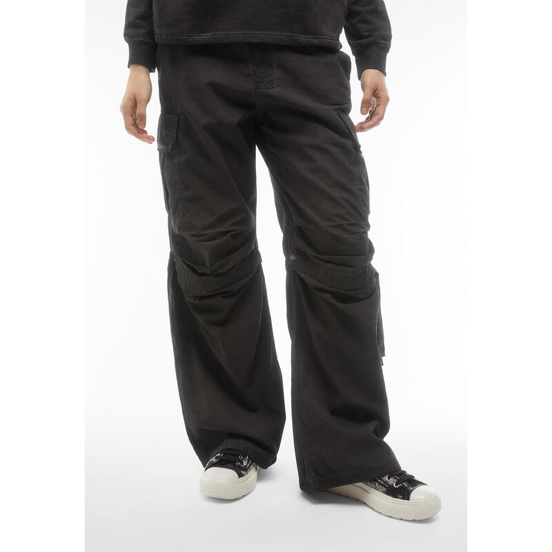 Pantalon cargo pour femmes en popeline à effet usé