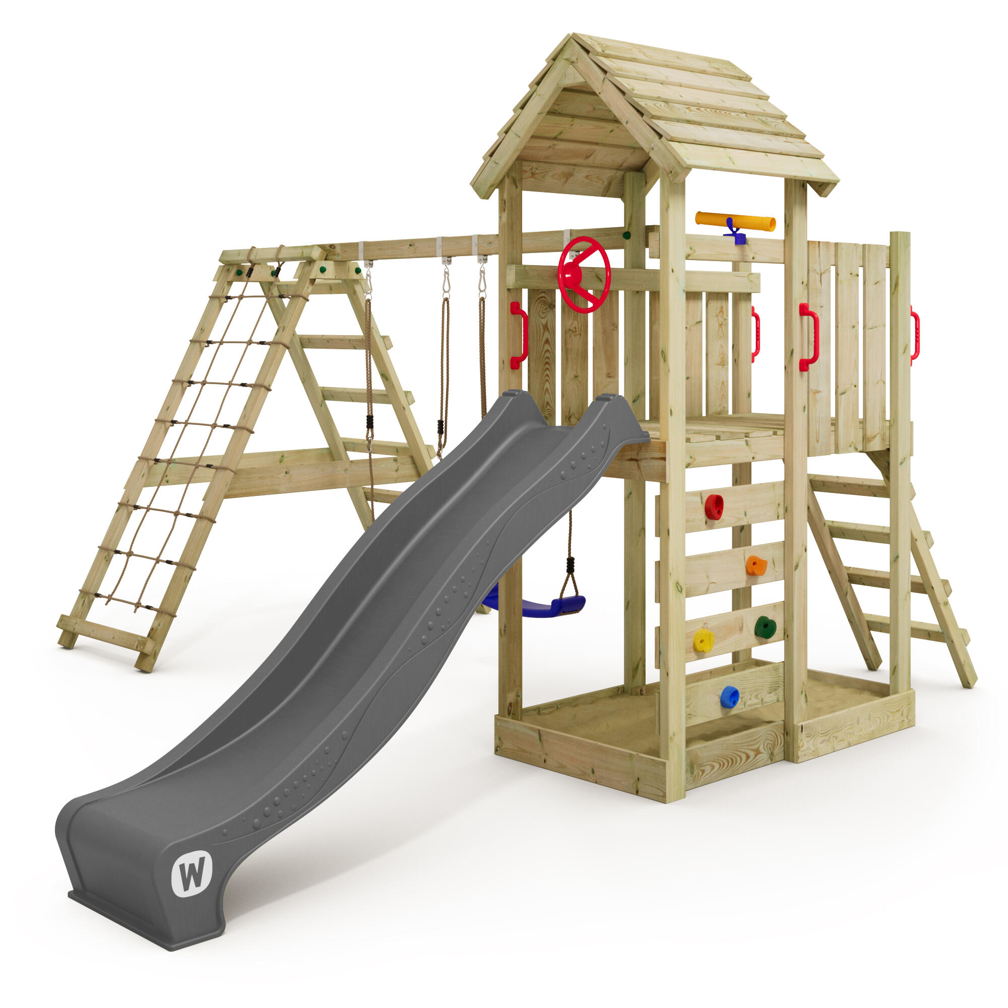 Wickey - Tour De Jeux Rocketflyer Avec Balançoire & Toboggan Anthracite - Aire De Jeu - Gris - No Size - Decathlon