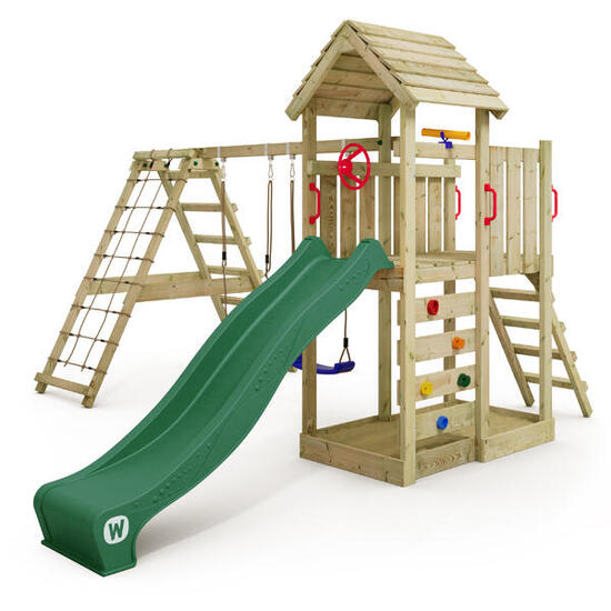 Spielturm RocketFlyer mit Schaukel & blauer Rutsche