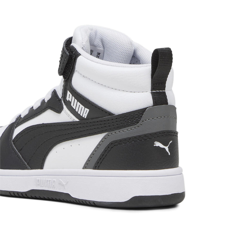 Dziecięce sneakersy Rebound V6 Mid PUMA White Black Shadow Gray