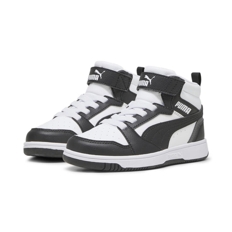 Dziecięce sneakersy Rebound V6 Mid PUMA White Black Shadow Gray