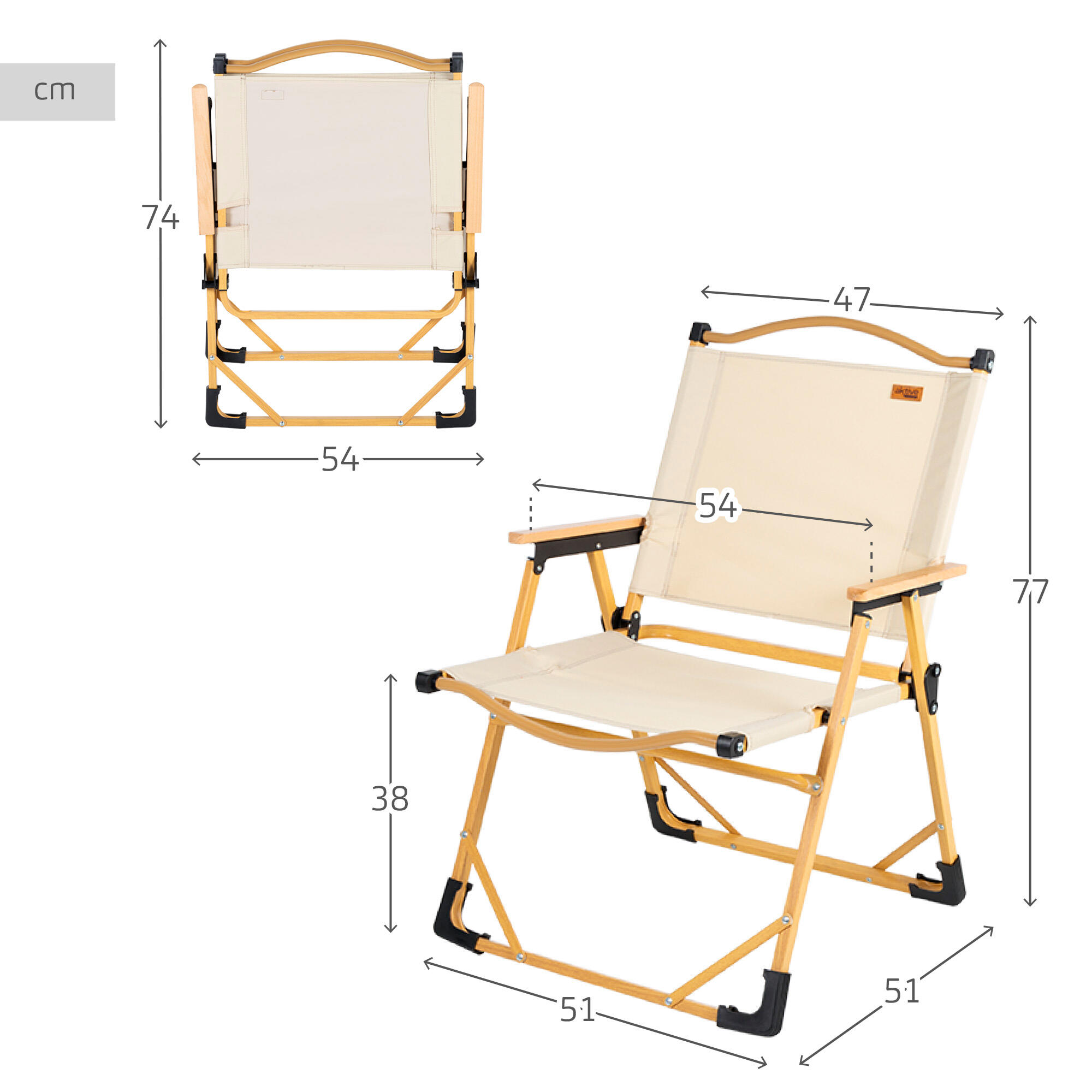 Aktive Sedia pieghevole glamping alta alluminio crema 4/7