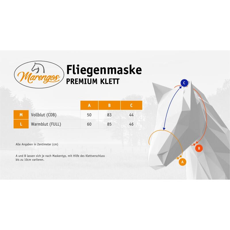 Fliegenmaske mit Ohrenschutz PREMIUM KLETT schwarz