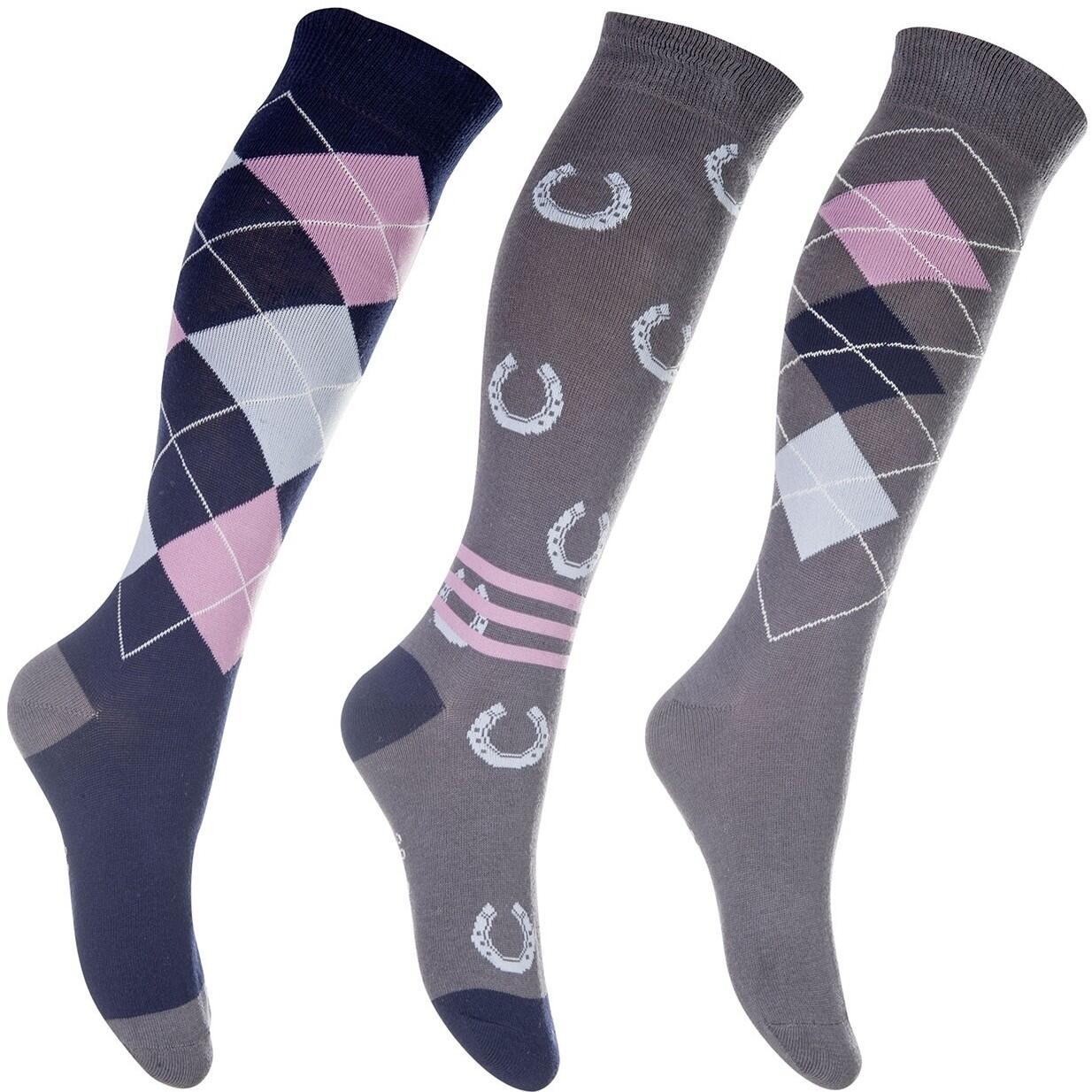 RL24 Reitsocken (3er Set) BASICLINE grau/blau