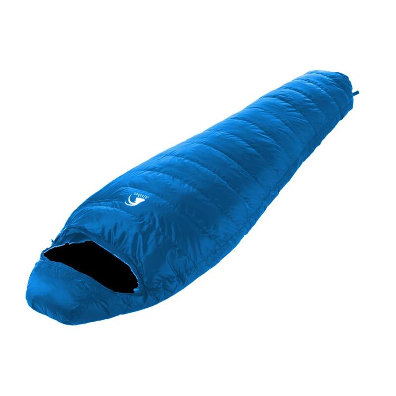 Daunen Mumienschlafsack Ibex 300 Blau Ultraleichter und warmer Schlafsack 790g