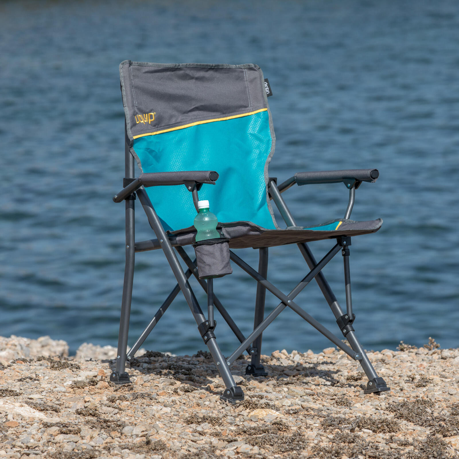 Sedia Pieghevole Da Campeggio - Acciaio Galvanizzato, Portata 110 Kg, Blu, Con Sacca E Portabevande