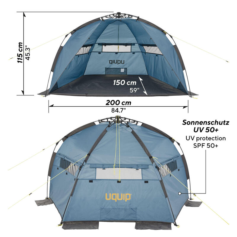 Tente de plage automatique Speedy Voyage XL vent soleil protection UV50