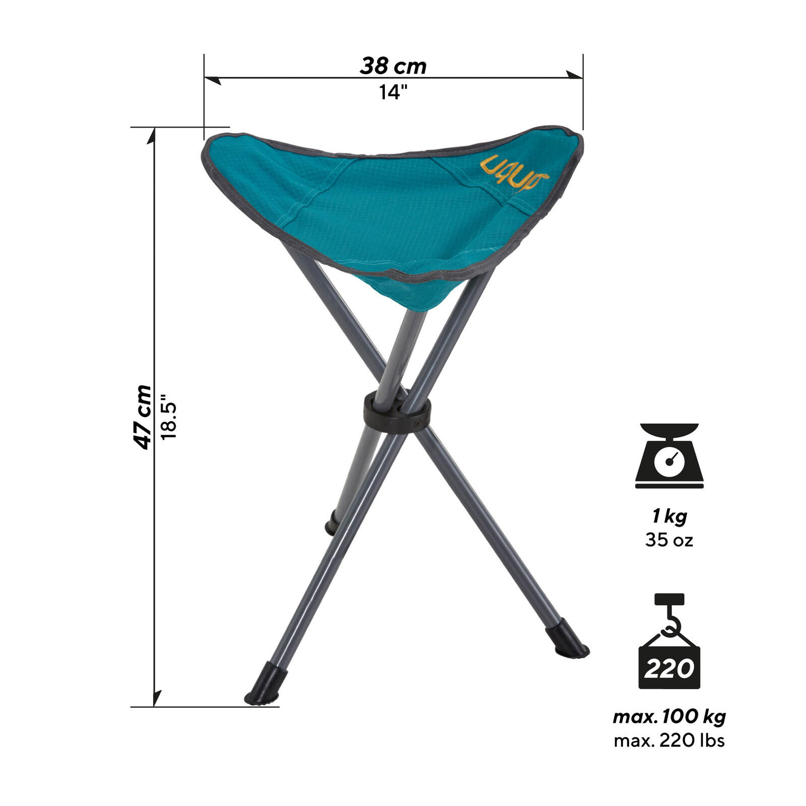 Dreibeihocker Darcy XL Falthocker Campinghocker Faltbar Leicht Stahl 100kg 2/5