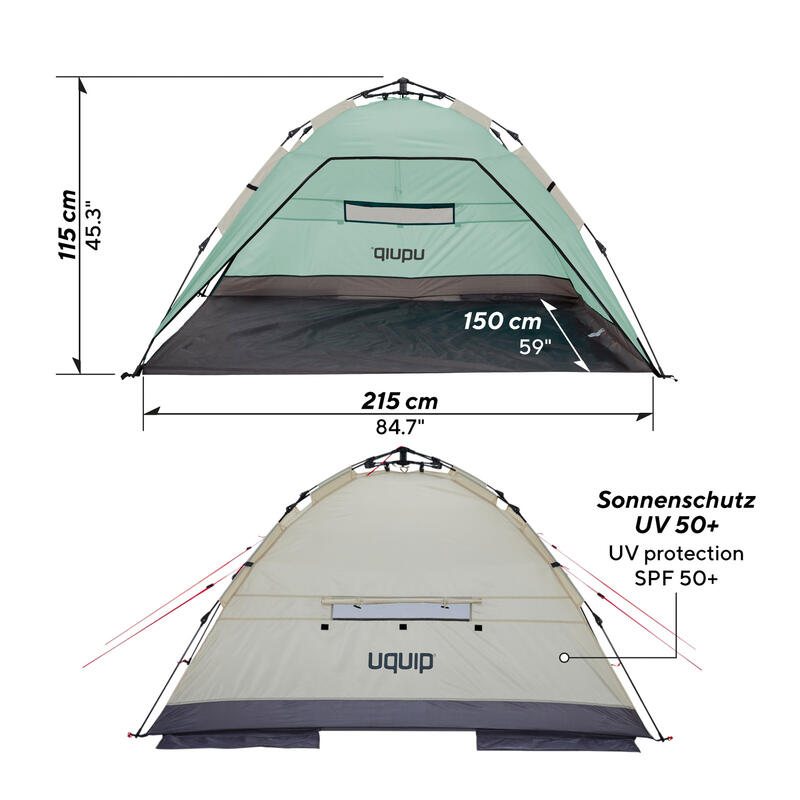 Automatisch strandschelp Buzzy strandtent reizen XL wind zonwering UV50+