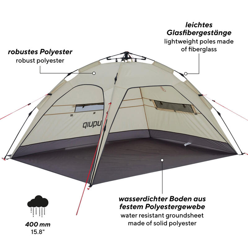 Automatisch strandschelp Buzzy strandtent reizen XL wind zonwering UV50+