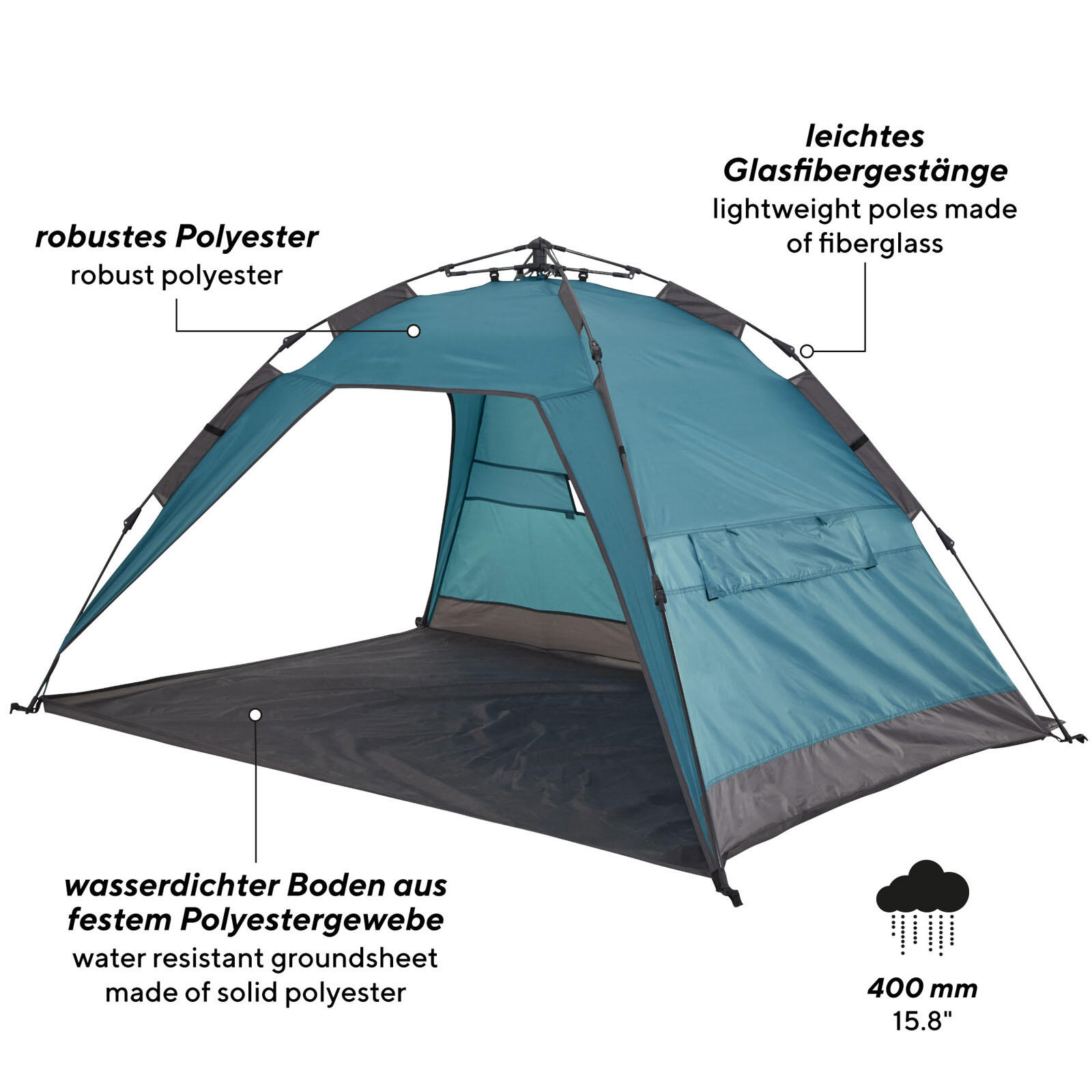 Automatisch strandschelp Buzzy strandtent reizen XL wind zonwering UV50+ 3/7