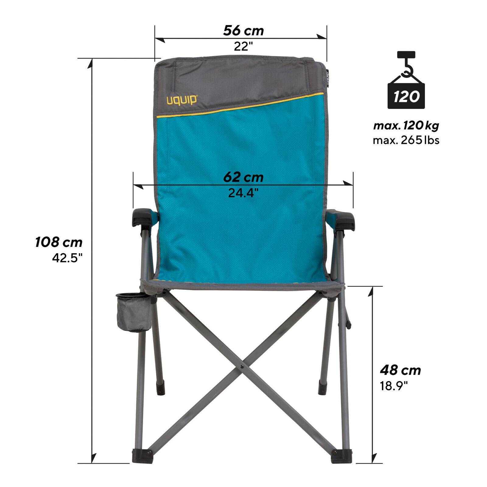 Sedia da Campeggio Justy spiaggia pieghevole XL Regolabile 120 kg 2/7