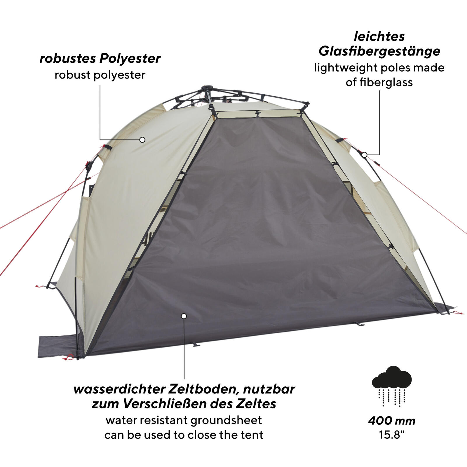 Automatische strandschelp Speedy strandtent reizen XL wind zonbescherming UV50+ 3/5