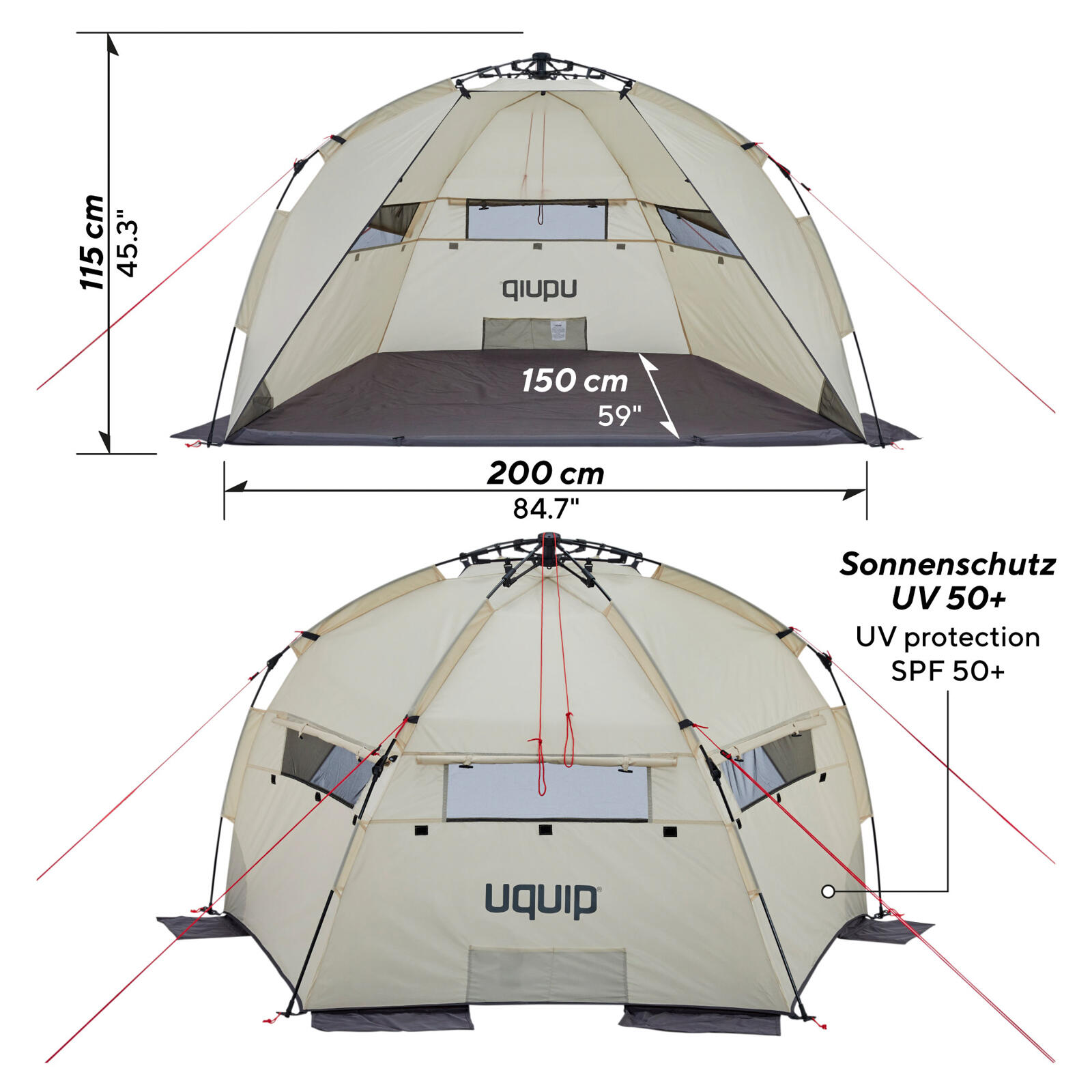 Automatische strandschelp Speedy strandtent reizen XL wind zonbescherming UV50+ 2/5