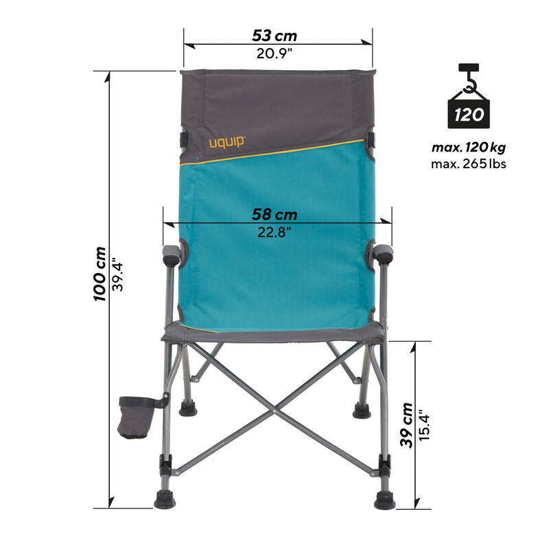 Chaise de camping Sidney plage pliante en acier 120 kg