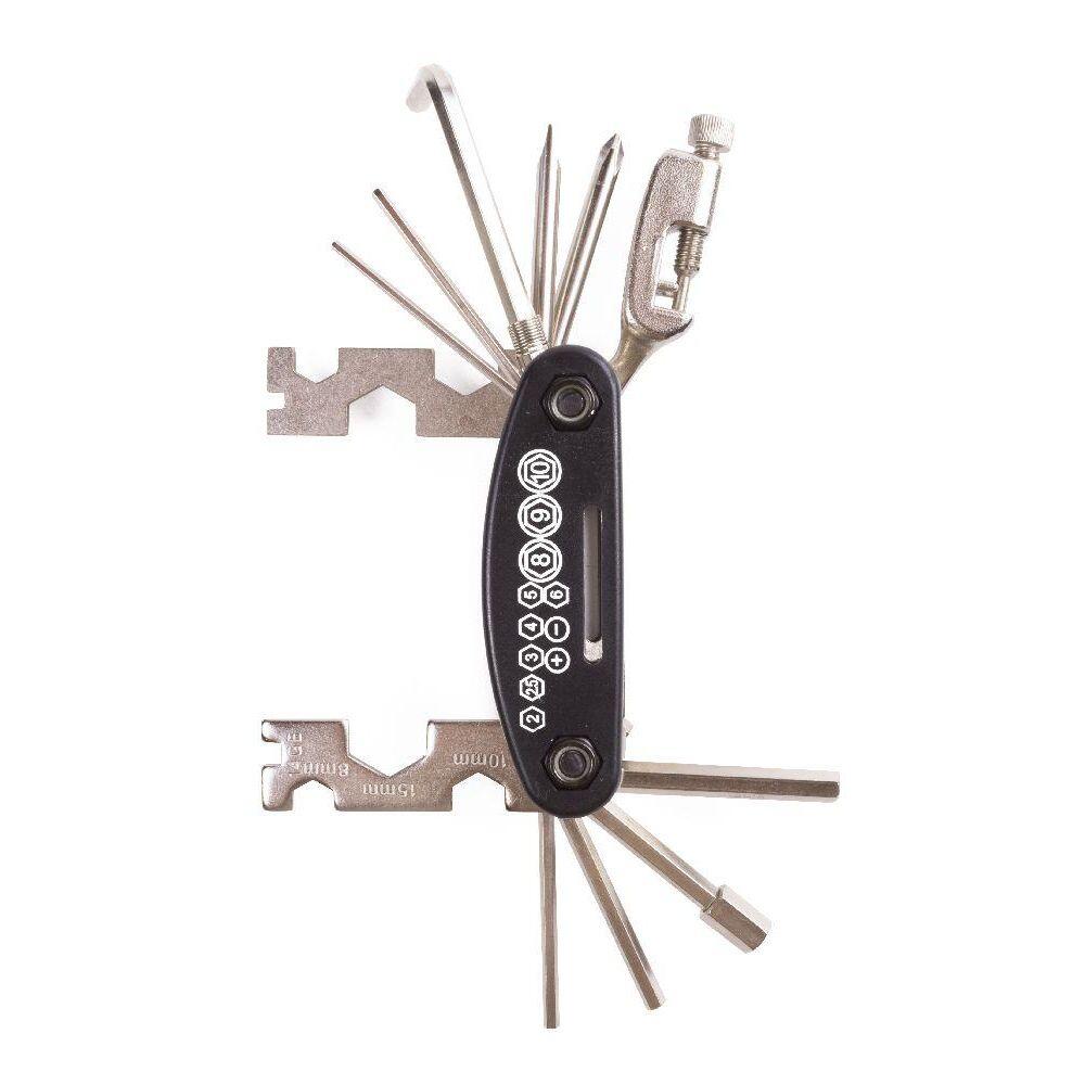 Outil Vélo Multifonction Pliable 16-en-1 – Acier Carbone – Portable Pour Réparations, Randonnée, Camping