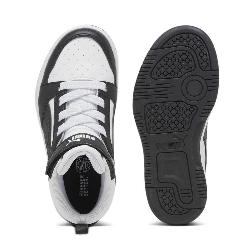 Sneakers Rebound V6 Mid da bambini PUMA White Black Shadow Gray